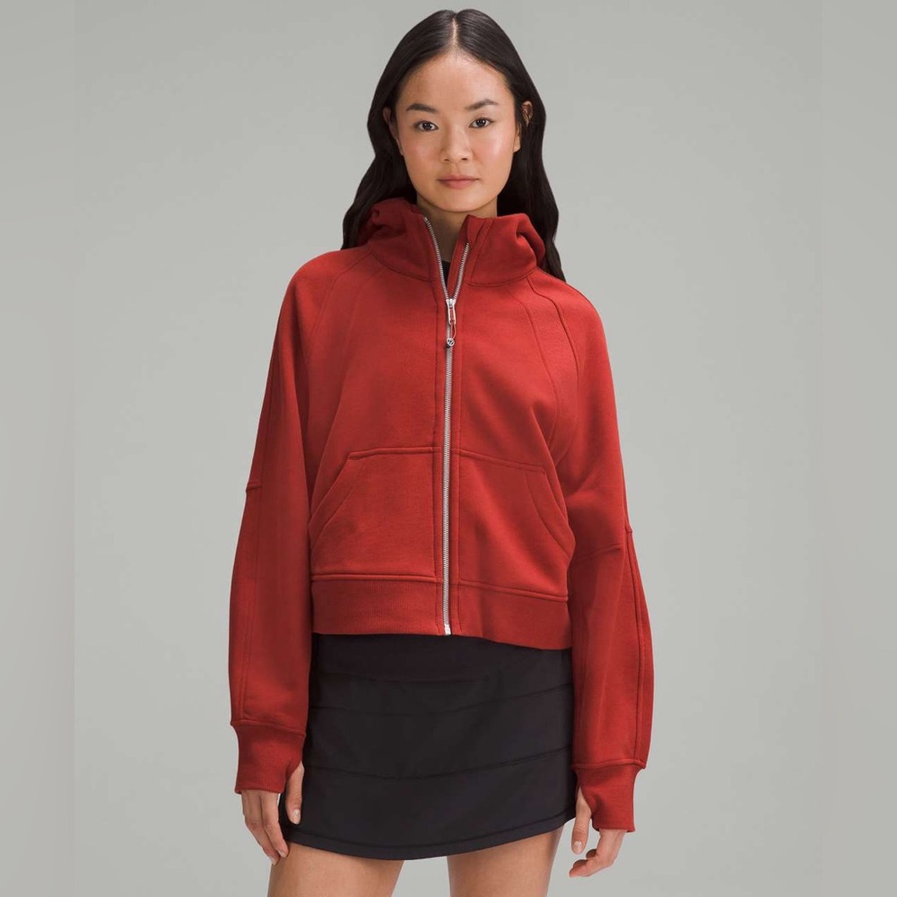 lululemon athletica burnt orange/Red Zip-Up cropped scuba